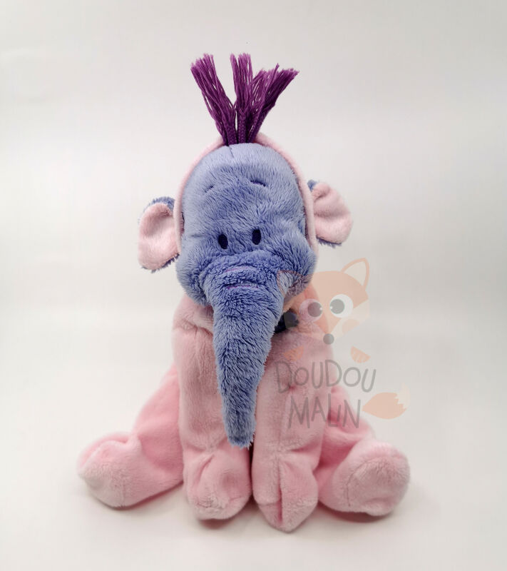  - efelan léléphant - peluche pyjama rose violet 25 cm 